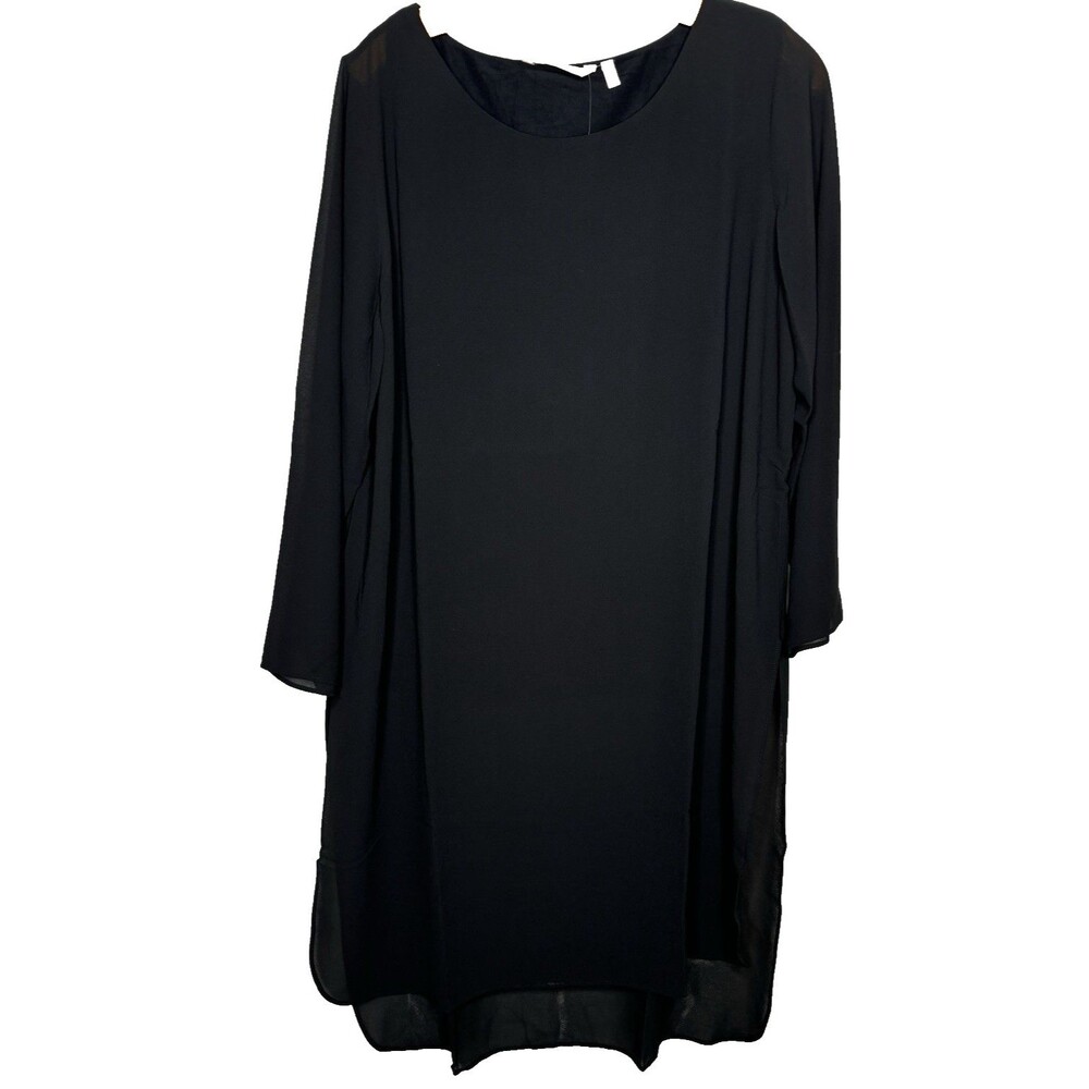 Soft Surroundings Black Semi-Sheer Jennifer Layered Tunic Long Sleeve Sz L 14-16